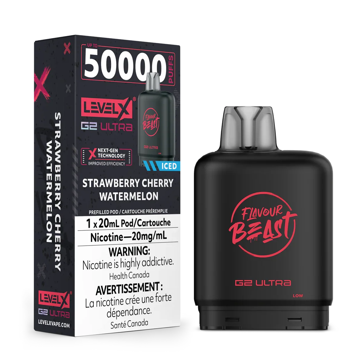 Level X Boost G2 Pods (Flavour Beast) - Strawberry Cherry Watermelon Iced